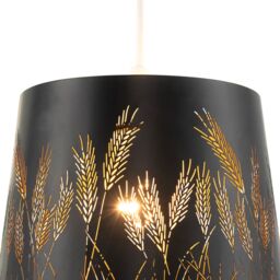 Happy Homewares Corn Field & Grass Laser Cut Black Pendant Shade with Gold Inner - thumbnail 4