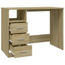 Berkfield Home Desk with Drawers Sonoma Oak 102x50x76 cm Engineered Wood in Tan - Size: 102 x 50 x 76 cm - thumbnail 7