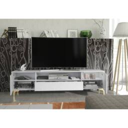 Mex Furniture LTD TV Unit Tide Crest 200cm - White & Gold - thumbnail 6