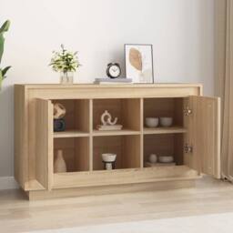Berkfield Home Sideboard Sonoma Oak 102x35x60 cm Engineered Wood in Light Oak - Size: 102 x 35 x 60 cm