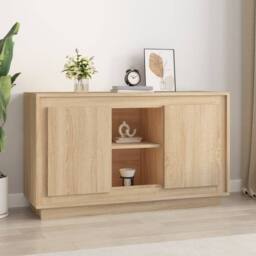 Berkfield Home Sideboard Sonoma Oak 102x35x60 cm Engineered Wood in Light Oak - Size: 102 x 35 x 60 cm - thumbnail 2