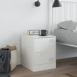 Berkfield Home Bedside Cabinet White 34.5x39x44 cm Steel - thumbnail 3