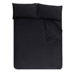 Smart Living Luxury Super Soft & Reversible Waffle Teddy Fleece Duvet Set in Black - Size: King - thumbnail 4