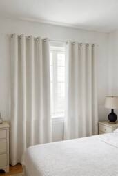 Living and Home 2 Panels Solid Colour Blackout Chenille Curtains in Beige - Size: 117 cm width x 183 cm drop - thumbnail 2