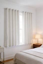 Living and Home 2 Panels Solid Colour Blackout Chenille Curtains in Beige - Size: 117 cm width x 183 cm drop - thumbnail 1