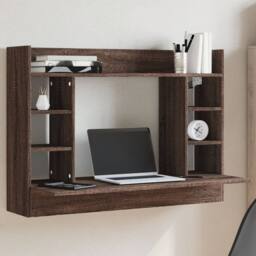 Berkfield Home Wall-Mounted Desk Brown Oak 105x48x75 cm Engineered Wood - Size: 105 x 48 x 75 cm - thumbnail 2