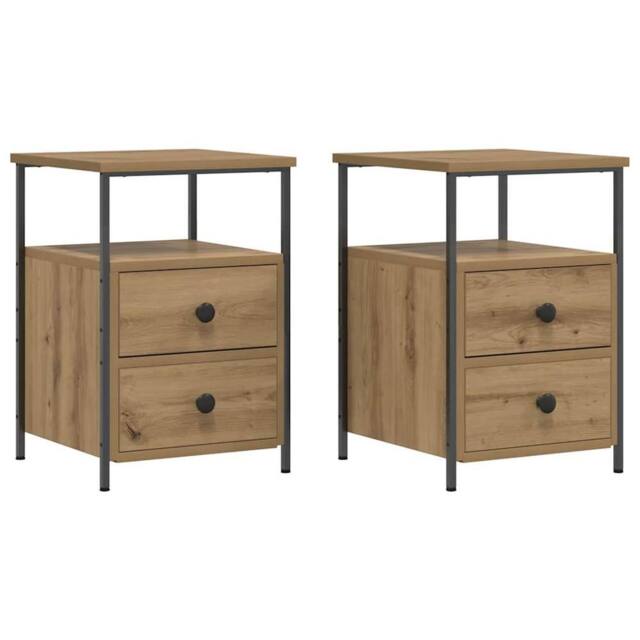 Berkfield Home Bedside Cabinets 2 pcs Artisan Oak 34x35.5x50 cm Engineered Wood in Brown - image 1