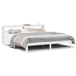 Berkfield Home Beautiful Bed Frame with Headboard without Mattress White 200x200 cm - thumbnail 3