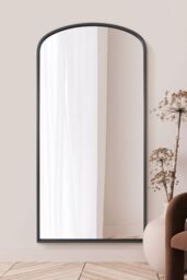 "MirrorOutlet Black Metal Framed Arched Wall Leaner Mirror 79""x39"" (200x100CM) - Size: 1 Pack" - thumbnail 1
