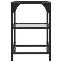 Berkfield Home Coffee Tables with Transparent Glass Top 2 pcs 30x30x45 cm Steel in Black - Size: 30 x 30 x 45 cm - thumbnail 5