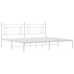 Berkfield Home Metal Bed Frame without Mattress with Headboard White 193x203cm - Size: 193x203 cm - thumbnail 4