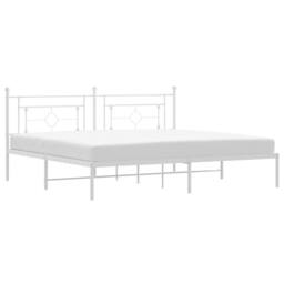 Berkfield Home Metal Bed Frame without Mattress with Headboard White 193x203cm - Size: 193x203 cm - thumbnail 1