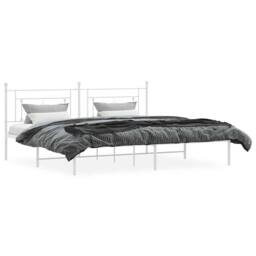 Berkfield Home Metal Bed Frame without Mattress with Headboard White 193x203cm - Size: 193x203 cm - thumbnail 5