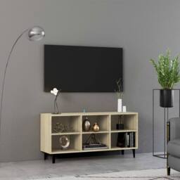 Berkfield Home TV Cabinet with Metal Legs Sonoma Oak 103.5x30x50 cm in Light Tan - thumbnail 2