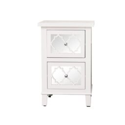 Melody Maison Pair Of White Mirrored Lattice Bedside Tables - Sabrina White Range - thumbnail 1