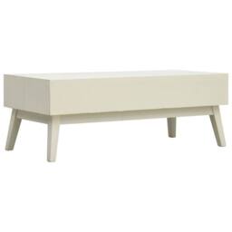 Berkfield Home Coffee Table with 2 Drawers Carving Grey 110x50x40 cm Wood in Off-White - Size: 110 x 50 x 40 cm - thumbnail 4