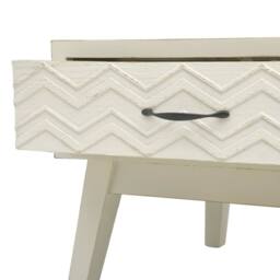 Berkfield Home Coffee Table with 2 Drawers Carving Grey 110x50x40 cm Wood in Off-White - Size: 110 x 50 x 40 cm - thumbnail 7