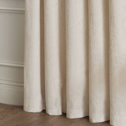 Paoletti Lustre Velvet Fully Lined Eyelet Curtain Pair in Off-White - Size: 229 cm width x 229 cm drop - thumbnail 5