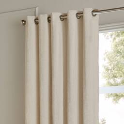 Paoletti Lustre Velvet Fully Lined Eyelet Curtain Pair in Off-White - Size: 229 cm width x 229 cm drop - thumbnail 3