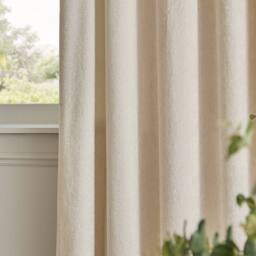 Paoletti Lustre Velvet Fully Lined Eyelet Curtain Pair in Off-White - Size: 229 cm width x 229 cm drop - thumbnail 4
