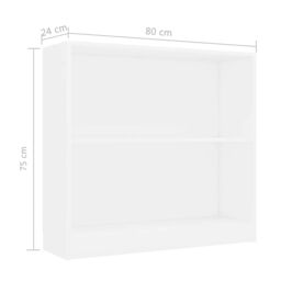 Berkfield Home Bookshelf White 80x24x75 cm Engineered Wood - Size: 80 x 24 x 75 cm - thumbnail 6