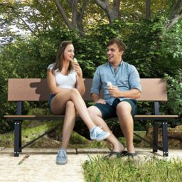 Costway 183cm Outdoor Garden Bench 4-Person Patio Long Chair w/ HDPE Backrest in Brown - thumbnail 4