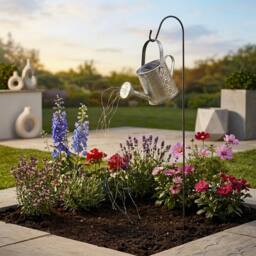 Garden Greatness Lunaria Damasque Solar Watering Can Stake Light in Silver - Size: 1 Pack - thumbnail 2
