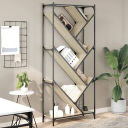 Berkfield Home Bookcase Sonoma Oak 79x30x180 cm Engineered Wood & Metal in Natural - Size: 79 x 30 x 180 cm - thumbnail 2