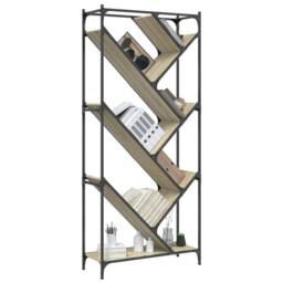 Berkfield Home Bookcase Sonoma Oak 79x30x180 cm Engineered Wood & Metal in Natural - Size: 79 x 30 x 180 cm - thumbnail 4