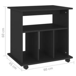 Berkfield Home Rolling Cabinet Black 60x45x60 cm Engineered Wood - Size: 60 x 45 x 60 cm - thumbnail 7