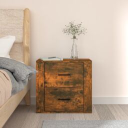Berkfield Home Wall-mounted Bedside Cabinet Smoked Oak 50x36x47 cm in Brown - Size: 50 x 36 x 47 cm - thumbnail 3