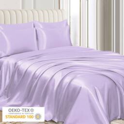 Grace Satin Silk Pillow Cases Pack of 4 Super Soft Smooth Pillow Covers in Purple - Size: Standard Pillow Case - thumbnail 3