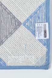 Homescapes Harlequin Pattern Yellow & Grey Cotton Bath Mat in Blue - thumbnail 5