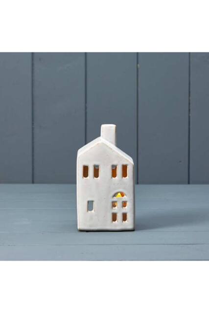 KDMD White Ceramic House Tealight with Reactive Glaze - 13mm - image 1