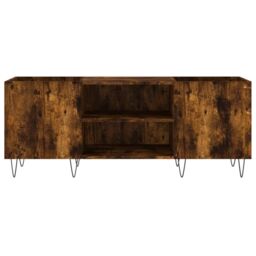 Berkfield Home Record Cabinet Smoked Oak 121x38x48 cm Engineered Wood in Brown - Size: 121 x 38 x 48 cm - thumbnail 4