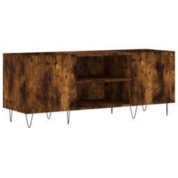 Berkfield Home Record Cabinet Smoked Oak 121x38x48 cm Engineered Wood in Brown - Size: 121 x 38 x 48 cm - thumbnail 2