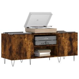 Berkfield Home Record Cabinet Smoked Oak 121x38x48 cm Engineered Wood in Brown - Size: 121 x 38 x 48 cm - thumbnail 3