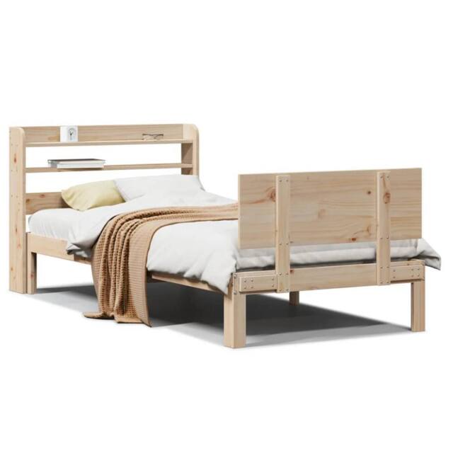 Berkfield Home Bed Frame with Headboard without Mattress 90x200 cm in Light Tan - image 1