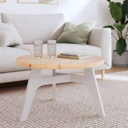 Berkfield Home Table Top Round Ã˜70x3 cm Solid Wood Pine in Light Tan - Size: 70x3 cm - thumbnail 2