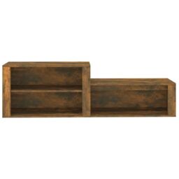 Berkfield Home Shoe Cabinet Smoked Oak 150x35x45 cm Engineered Wood in Brown - Size: 150 x 35 x 45 cm - thumbnail 5