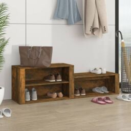 Berkfield Home Shoe Cabinet Smoked Oak 150x35x45 cm Engineered Wood in Brown - Size: 150 x 35 x 45 cm