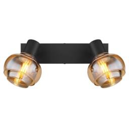 Netlighting Tokki Twin Ceiling Spotlight Matt Black Amber Glass Shade 2x E14 - thumbnail 4