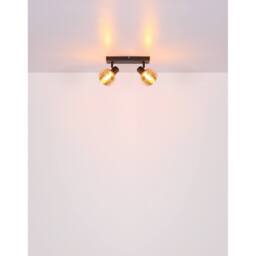 Netlighting Tokki Twin Ceiling Spotlight Matt Black Amber Glass Shade 2x E14 - thumbnail 6