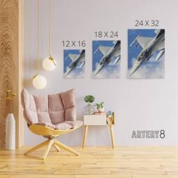 "Artery8 USAF F 16 Fighting Falcon Fighter Jet Canvas Wall Art Print in Blue - Size: W18"" x H24""" - thumbnail 4