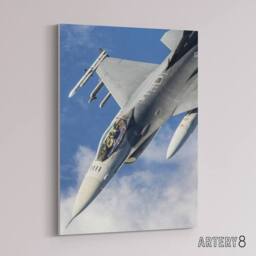 "Artery8 USAF F 16 Fighting Falcon Fighter Jet Canvas Wall Art Print in Blue - Size: W18"" x H24""" - thumbnail 2