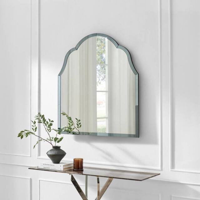 FurnitureboxUK Opaline Blue Ornate Large Arch Wall Mirror - image 1