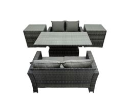 Fimous Outdoor Love Sofa Set 4 Seat Rattan Garden Furniture Set & in Dark Grey - thumbnail 2