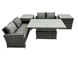 Fimous Outdoor Love Sofa Set 4 Seat Rattan Garden Furniture Set & in Dark Grey - thumbnail 1