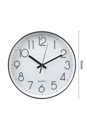 Living and Home 12-Inch Minimalist Wall Clock with Arabic Numerals in White - thumbnail 3