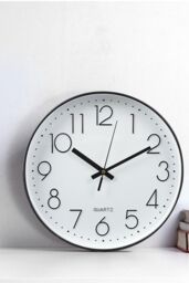 Living and Home 12-Inch Minimalist Wall Clock with Arabic Numerals in White - thumbnail 2